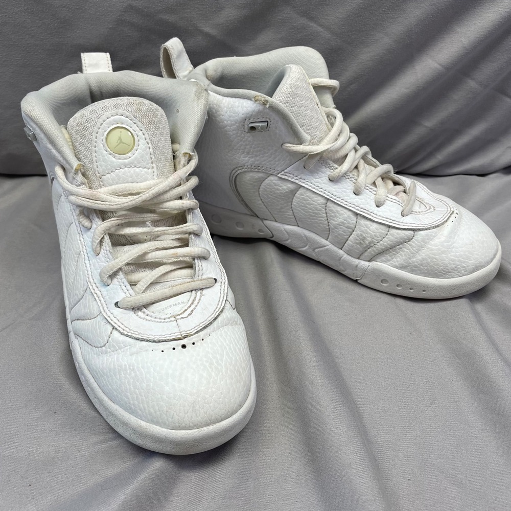 Jordan Jumpman Pro Kids White Leather Mid Top Basketball Sneakers size 3 Youth